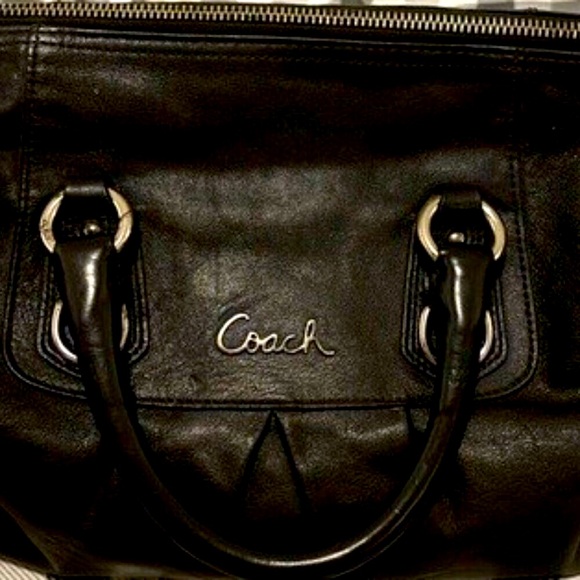 EUC - Coach Black Satchel with Pleated Detailing - Picture 3 of 9